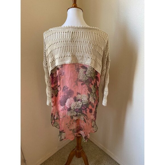 Aratta Silent Journey Women's Love Memory Sweater Size M Silk & Knit Floral Top - Picture 3 of 8